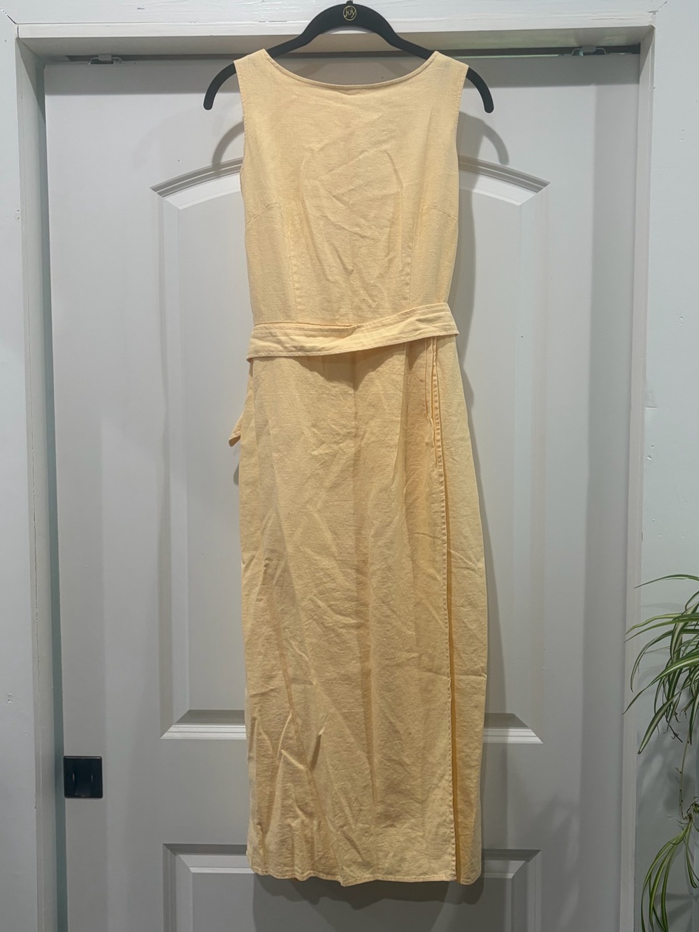 Yellow Linen Midi Dress